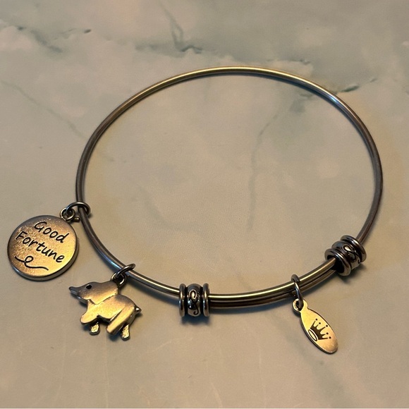 Silver Charm Bangle Bracelet - Picture 1 of 3